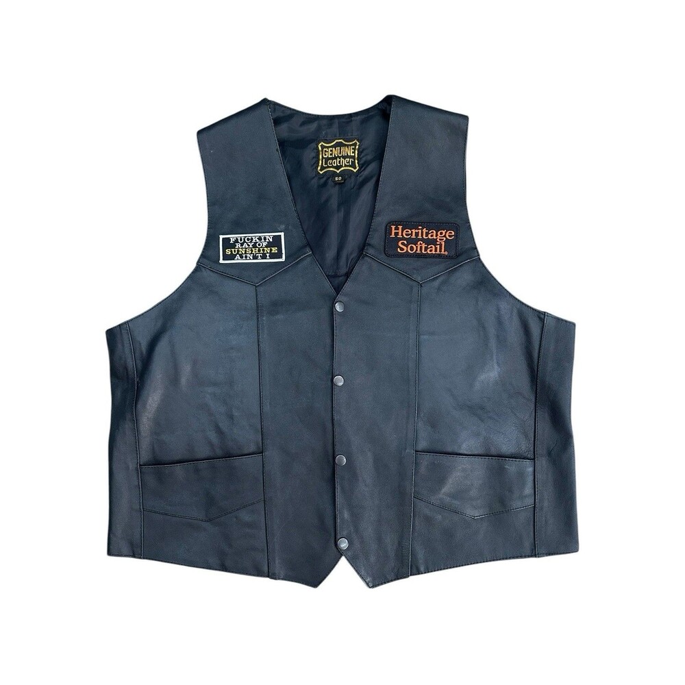 Harley Davidson Heritage Softail Leather Vest Size 50